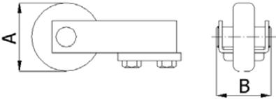 Priekinis ratukas vartams (profiliui 70x70 mm)