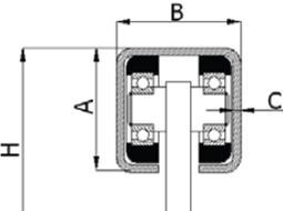 Pakabinamų vartų vežimėlis be pagrindo 30x30 mm profiliui (60 kg)